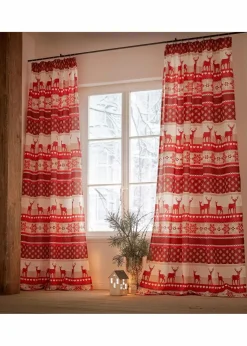 bonprix Vorhänge|Weihnachtsdeko & -Textilien·Gardinen|Vorhang mit Elch Druck(1er Pack) rot