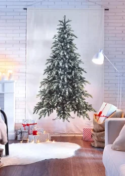 bonprix Vorhänge|Weihnachtsdeko & -Textilien·Gardinen|Vorhang mit Tannenbaum Druck (1er Pack) weiß/grün