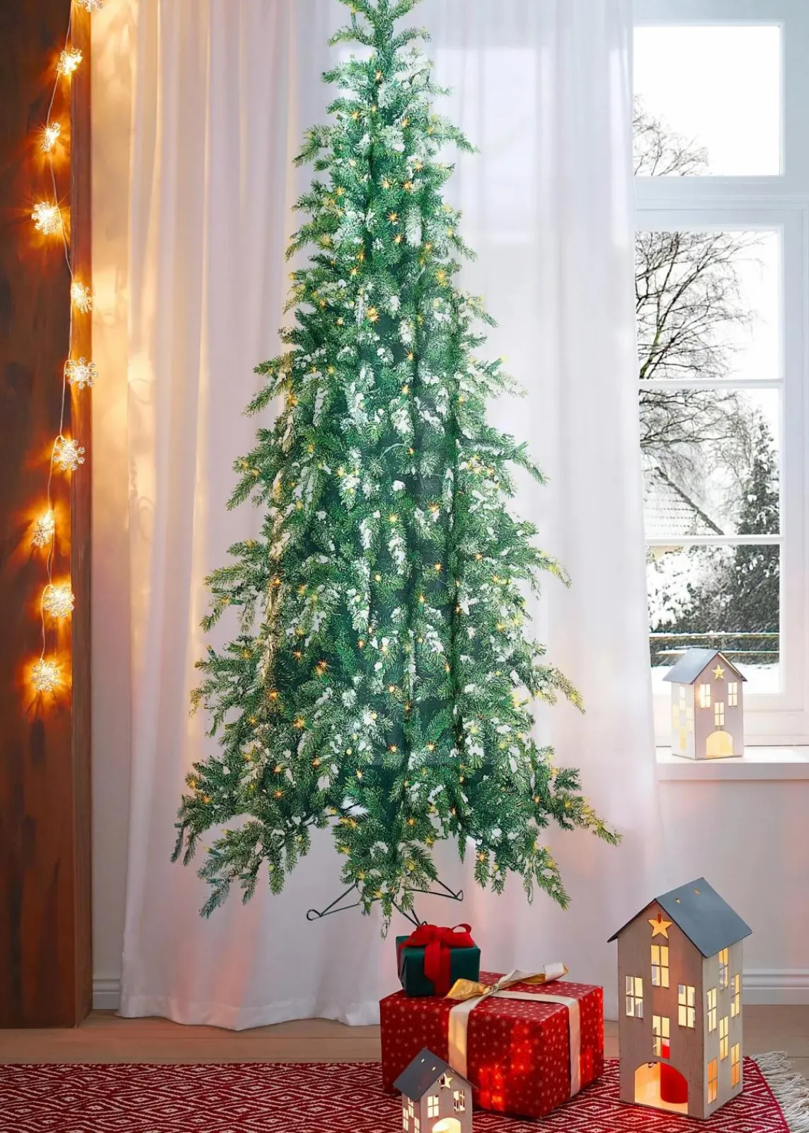 bonprix Vorhänge|Weihnachtsdeko & -Textilien·Gardinen|Vorhang mit Tannenbaum Druck (1er Pack) weiß/grün