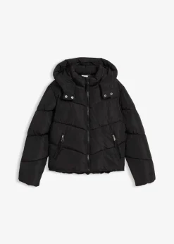 bonprix Mädchen 9-16 Jahre·Jacken & Outdoor|warm gefütterte Puffer-Jacke mit Kapuze schwarz