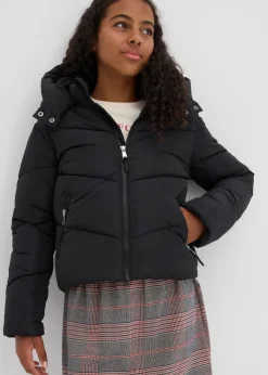 bonprix Mädchen 9-16 Jahre·Jacken & Outdoor|warm gefütterte Puffer-Jacke mit Kapuze schwarz