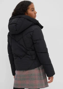 bonprix Mädchen 9-16 Jahre·Jacken & Outdoor|warm gefütterte Puffer-Jacke mit Kapuze schwarz