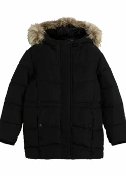 warm gefütterte Steppjacke mit Fellkapuze|bonprix New