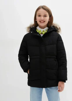 warm gefütterte Steppjacke mit Fellkapuze|bonprix New