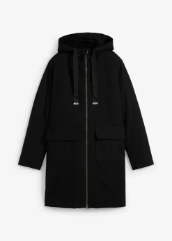 bonprix Bekleidung·Hosen|Jacken & Mäntel|warm wattierter Winterparka mit Teddyfutter in Kapuze schwarz