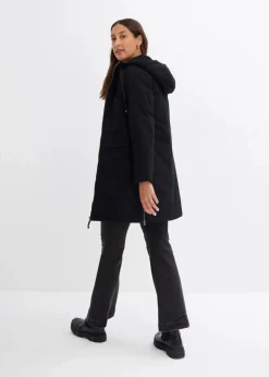 bonprix Bekleidung·Hosen|Jacken & Mäntel|warm wattierter Winterparka mit Teddyfutter in Kapuze schwarz