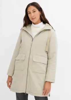 bonprix Jacken & Mäntel|Bekleidung·Hosen|warm wattierter Winterparka mit Teddyfutter in Kapuze mattschilf