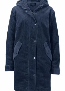 bonprix Jacken & Mäntel|Bekleidung·Hosen|Warmer Cord-Parka mit Teddy-Futter in der Kapuze, in A-Linie dunkelblau
