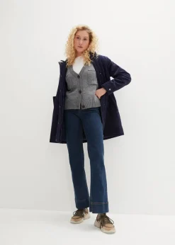 bonprix Jacken & Mäntel|Bekleidung·Hosen|Warmer Cord-Parka mit Teddy-Futter in der Kapuze, in A-Linie dunkelblau