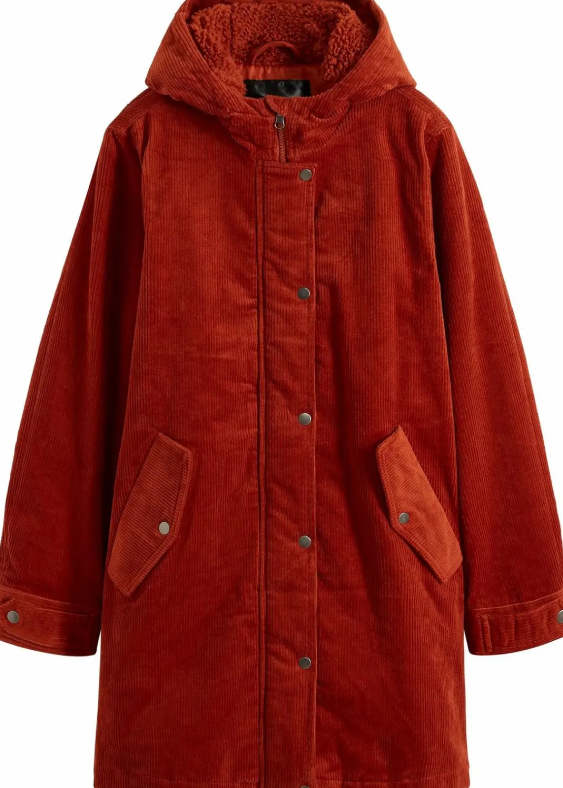 Warmer Cord-Parka mit Teddy-Futter in der Kapuze, in A-Linie|bonprix Sale