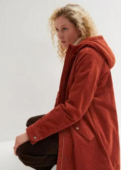 Warmer Cord-Parka mit Teddy-Futter in der Kapuze, in A-Linie|bonprix Sale
