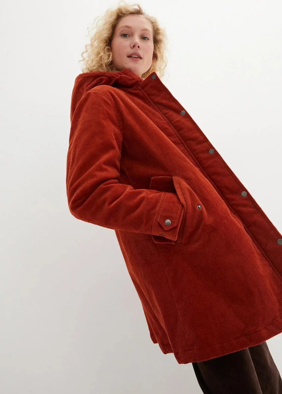 Warmer Cord-Parka mit Teddy-Futter in der Kapuze, in A-Linie|bonprix Sale