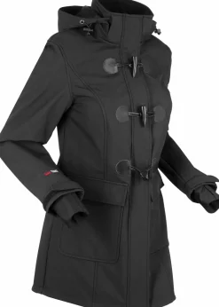 bonprix Bekleidung·Hosen|Jacken & Mäntel|wasserabweisende Duffle-Jacke aus Softshell schwarz