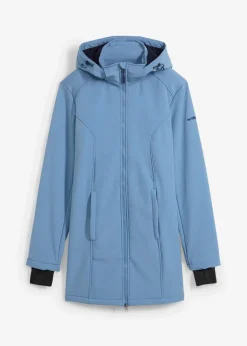 bonprix Bekleidung·Hosen|Jacken & Mäntel|wasserabweisende Funktions-Softshell-Longjacke, Kuschelfleece jeansblau