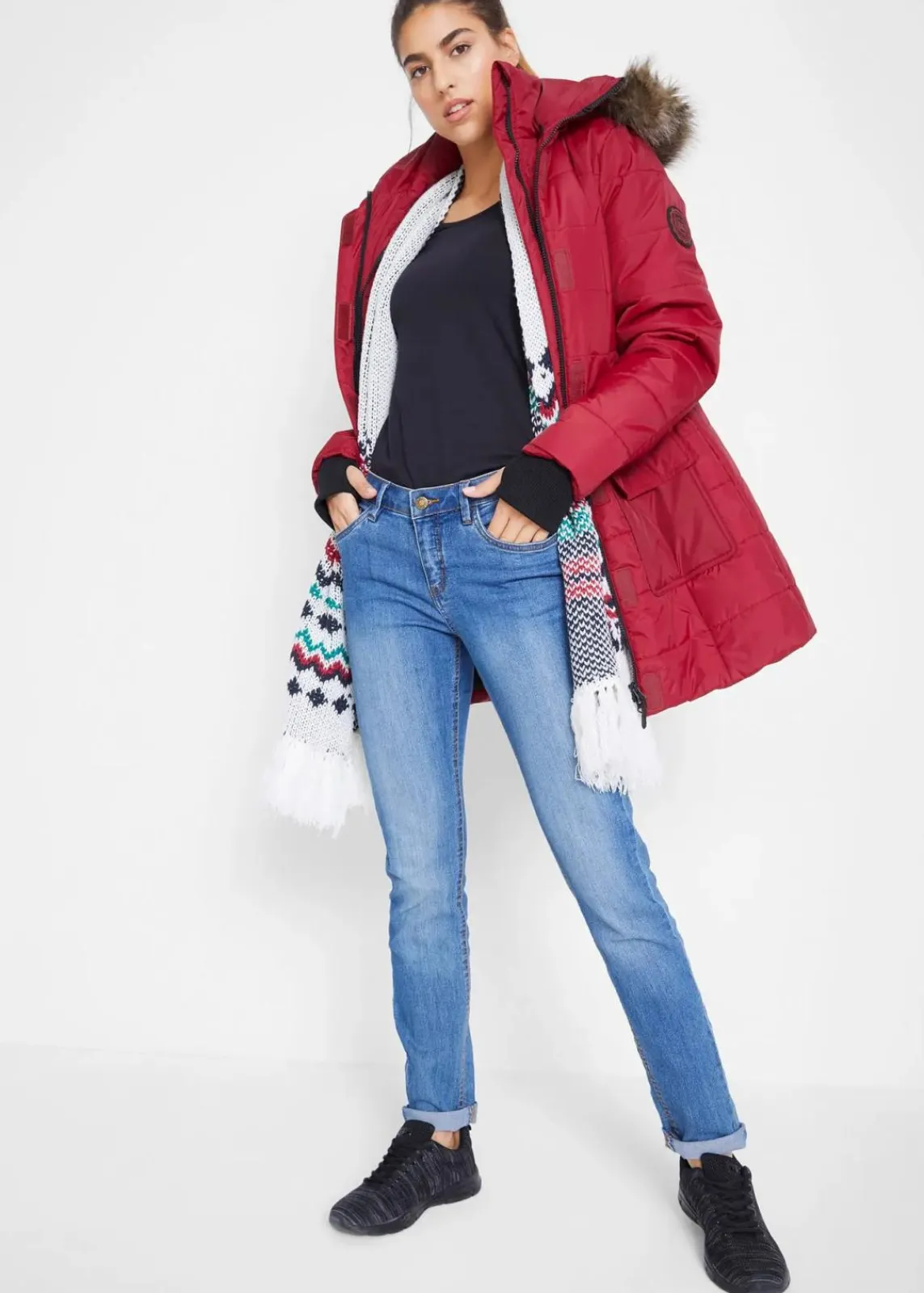 wasserabweisende Funktions-Longjacke in 2-in-1-Optik, gesteppt|bonprix Online