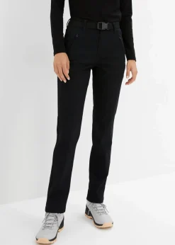 bonprix Outdoorbekleidung|Sportbekleidung|Wasserabweisende Funktionshose aus Stretch-Twill mit Gürtel schwarz