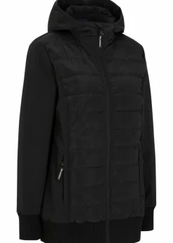 bonprix Bekleidung·Jumpsuits|Bekleidung·Sweat|wasserabweisende, hybrid Steppjacke mit Materialmix schwarz