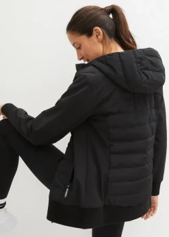 bonprix Bekleidung·Jumpsuits|Bekleidung·Sweat|wasserabweisende, hybrid Steppjacke mit Materialmix schwarz