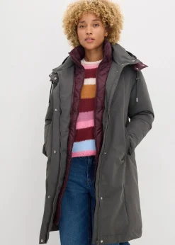 bonprix Bekleidung·Hosen|Jacken & Mäntel|Wasserabweisende Outdoorjacke, 2in1-Optik anthrazit