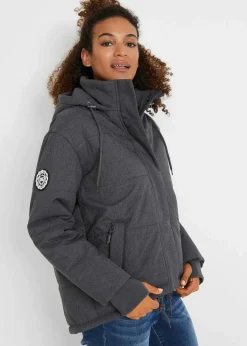 bonprix Bekleidung·Hosen|Jacken & Mäntel|wasserabweisende Outdoor-Steppjacke, Oversized anthrazit meliert