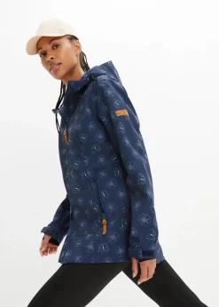 bonprix Bekleidung·Hosen|Jacken & Mäntel|Wasserabweisende Softshelljacke mit Blumenmuster dunkelblau geblümt
