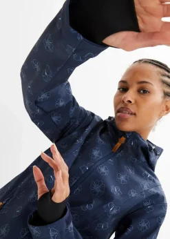 bonprix Bekleidung·Hosen|Jacken & Mäntel|Wasserabweisende Softshelljacke mit Blumenmuster dunkelblau geblümt