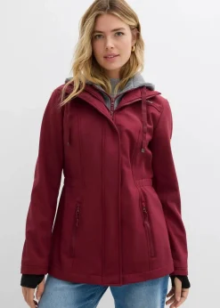 bonprix Jacken & Mäntel|Bekleidung·Hosen|wasserabweisende Softshell-Longjacke, 2 in 1-Optik bordeaux