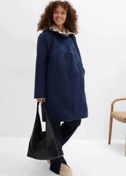 bonprix Bekleidung·Blazer|Umstandsmode|Wasserabweisender 6-in-1 Wende-Umstandsmantel mit Trage- und Schwangerschftseinsatz dunkelblau/grauweiss