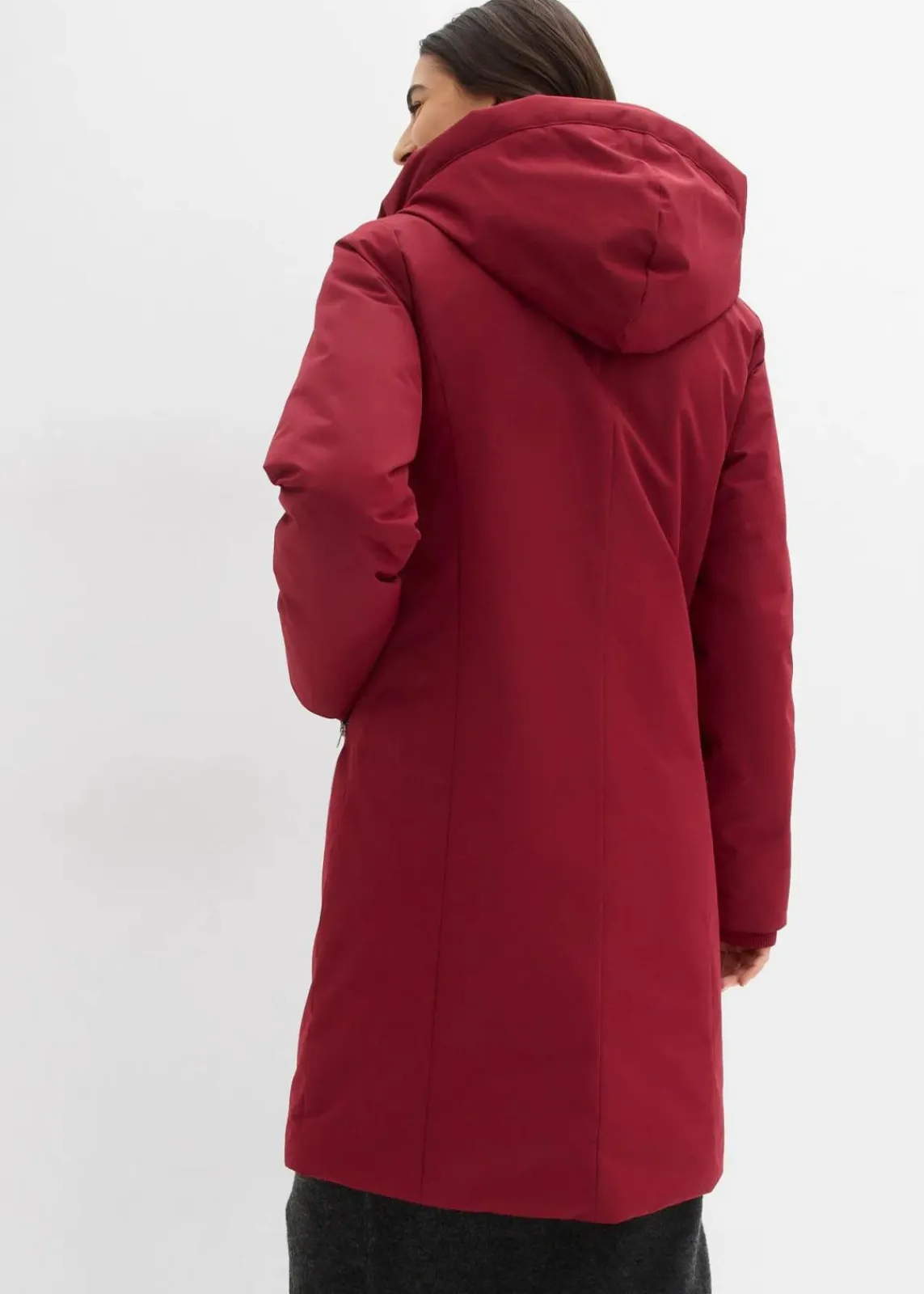 bonprix Bekleidung·Hosen|Jacken & Mäntel|wasserabweisender Outdoor-Mantel, 2in1 Optik pflaumenrot