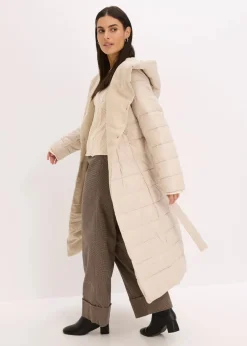 wasserabweisender Steppmantel mit Wollimitat Besatz und Bindegürtel (2-tlg.)|bonprix Sale