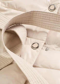 wasserabweisender Steppmantel mit Wollimitat Besatz und Bindegürtel (2-tlg.)|bonprix Sale