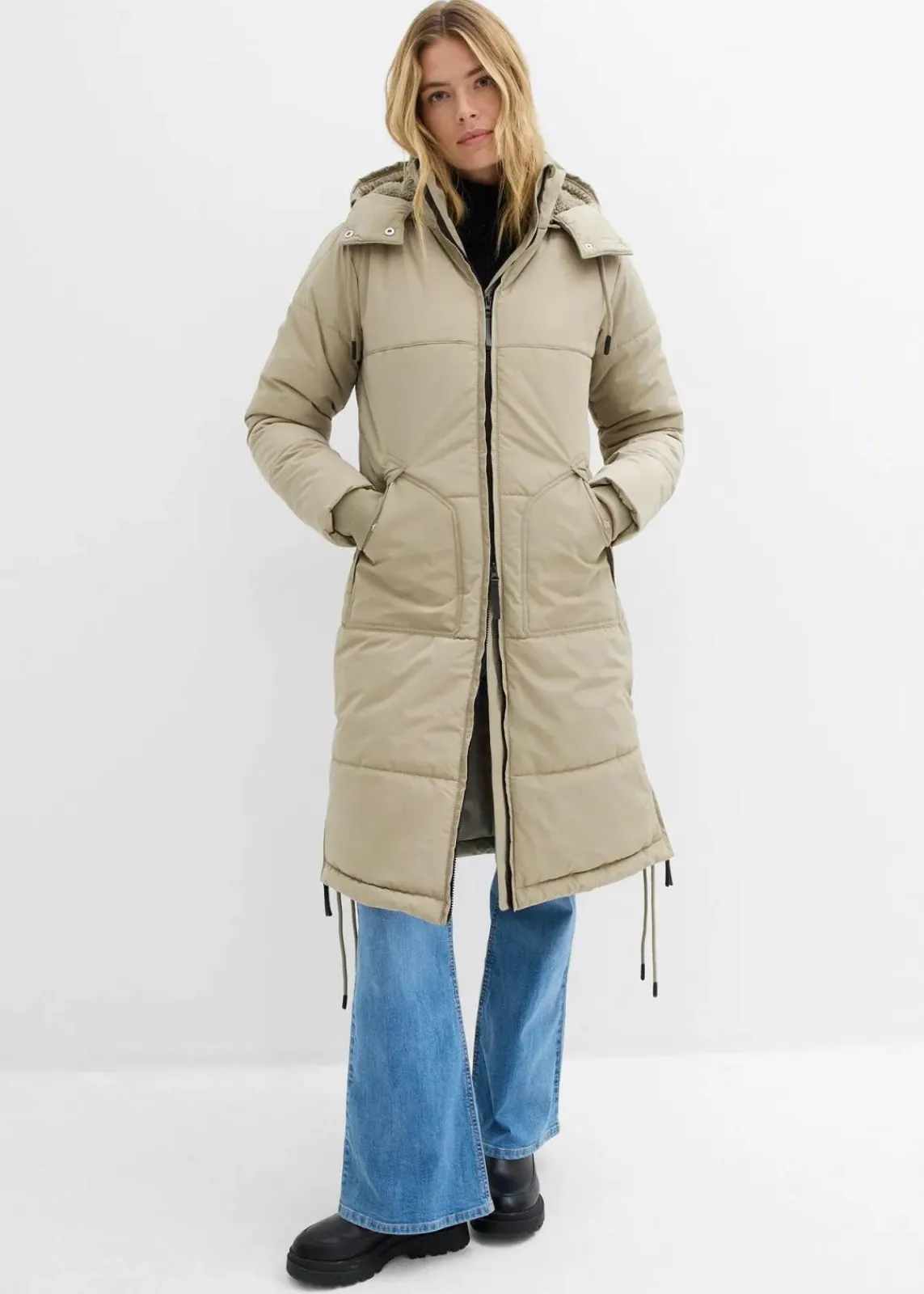 bonprix Bekleidung·Hosen|Jacken & Mäntel|wasserabweisender Steppmantel new khaki