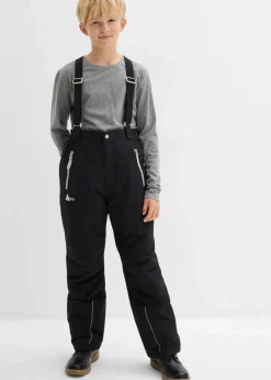bonprix Jungen 9-16 Jahre·Bademode|Jungen 9-16 Jahre·Jacken & Outdoor|wasserdichte Funktionshose mit Hosenträgern und reflektierende Details schwarz