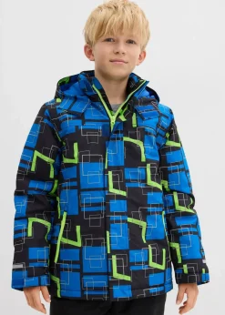 bonprix Jungen 9-16 Jahre·Jacken & Outdoor|Jungen 2-8 Jahre·Nachhaltigere Materialien|wasserdichte Funktionsjacke mit reflektierenden Details schwarz/azurblau/neongrün graphisch bedruckt