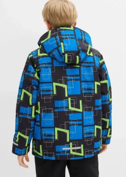 bonprix Jungen 9-16 Jahre·Jacken & Outdoor|Jungen 2-8 Jahre·Nachhaltigere Materialien|wasserdichte Funktionsjacke mit reflektierenden Details schwarz/azurblau/neongrün graphisch bedruckt