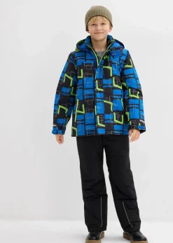 bonprix Jungen 9-16 Jahre·Jacken & Outdoor|Jungen 2-8 Jahre·Nachhaltigere Materialien|wasserdichte Funktionsjacke mit reflektierenden Details schwarz/azurblau/neongrün graphisch bedruckt