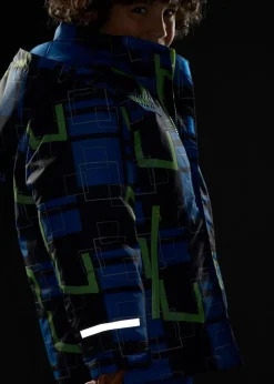 bonprix Jungen 9-16 Jahre·Jacken & Outdoor|Jungen 2-8 Jahre·Nachhaltigere Materialien|wasserdichte Funktionsjacke mit reflektierenden Details schwarz/azurblau/neongrün graphisch bedruckt
