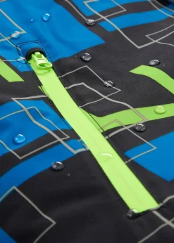 bonprix Jungen 9-16 Jahre·Jacken & Outdoor|Jungen 2-8 Jahre·Nachhaltigere Materialien|wasserdichte Funktionsjacke mit reflektierenden Details schwarz/azurblau/neongrün graphisch bedruckt