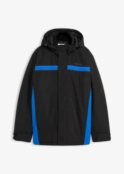 bonprix Große Größen|Outdoorbekleidung|wasserdichte Funktionsjacke mit abnehmbarer Kapuze schwarz/azurblau