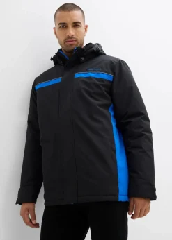 bonprix Große Größen|Outdoorbekleidung|wasserdichte Funktionsjacke mit abnehmbarer Kapuze schwarz/azurblau