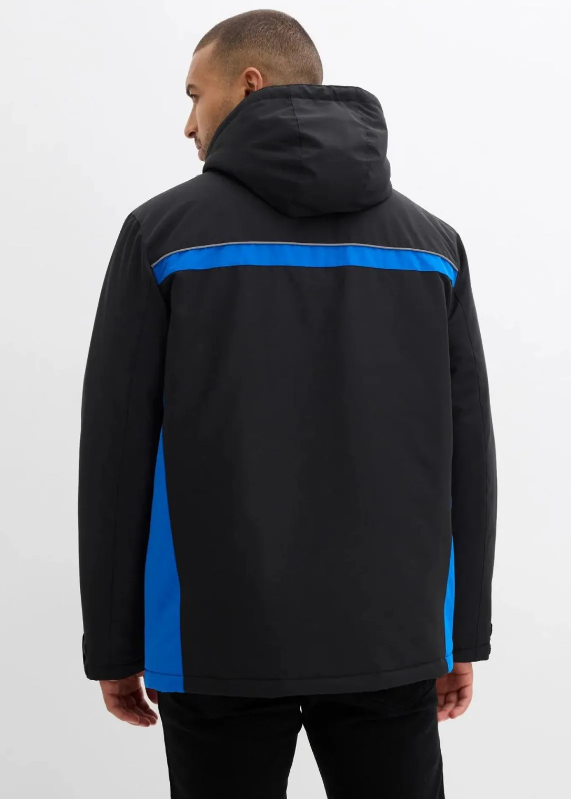 bonprix Große Größen|Outdoorbekleidung|wasserdichte Funktionsjacke mit abnehmbarer Kapuze schwarz/azurblau