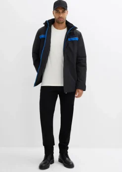 bonprix Große Größen|Outdoorbekleidung|wasserdichte Funktionsjacke mit abnehmbarer Kapuze schwarz/azurblau