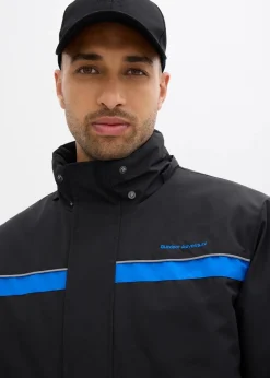 bonprix Große Größen|Outdoorbekleidung|wasserdichte Funktionsjacke mit abnehmbarer Kapuze schwarz/azurblau