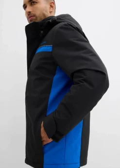 bonprix Große Größen|Outdoorbekleidung|wasserdichte Funktionsjacke mit abnehmbarer Kapuze schwarz/azurblau