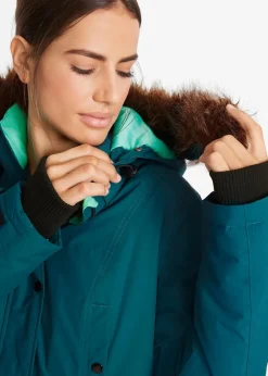 bonprix Bekleidung·Hosen|Jacken & Mäntel|wasserdichte Funktions-Outdoor-Longjacke mit Kapuze blaupetrol