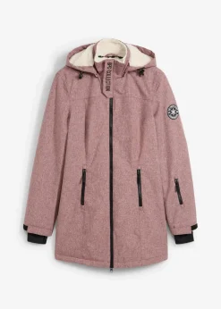 bonprix Bekleidung·Hosen|Jacken & Mäntel|wasserdichte Funktions-Outdoor-Longjacke mit Teddyfleece bordeaux meliert