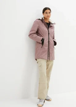 bonprix Bekleidung·Hosen|Jacken & Mäntel|wasserdichte Funktions-Outdoor-Longjacke mit Teddyfleece bordeaux meliert