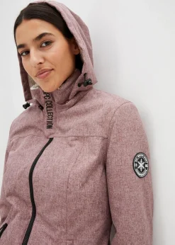 bonprix Bekleidung·Hosen|Jacken & Mäntel|wasserdichte Funktions-Outdoor-Longjacke mit Teddyfleece bordeaux meliert