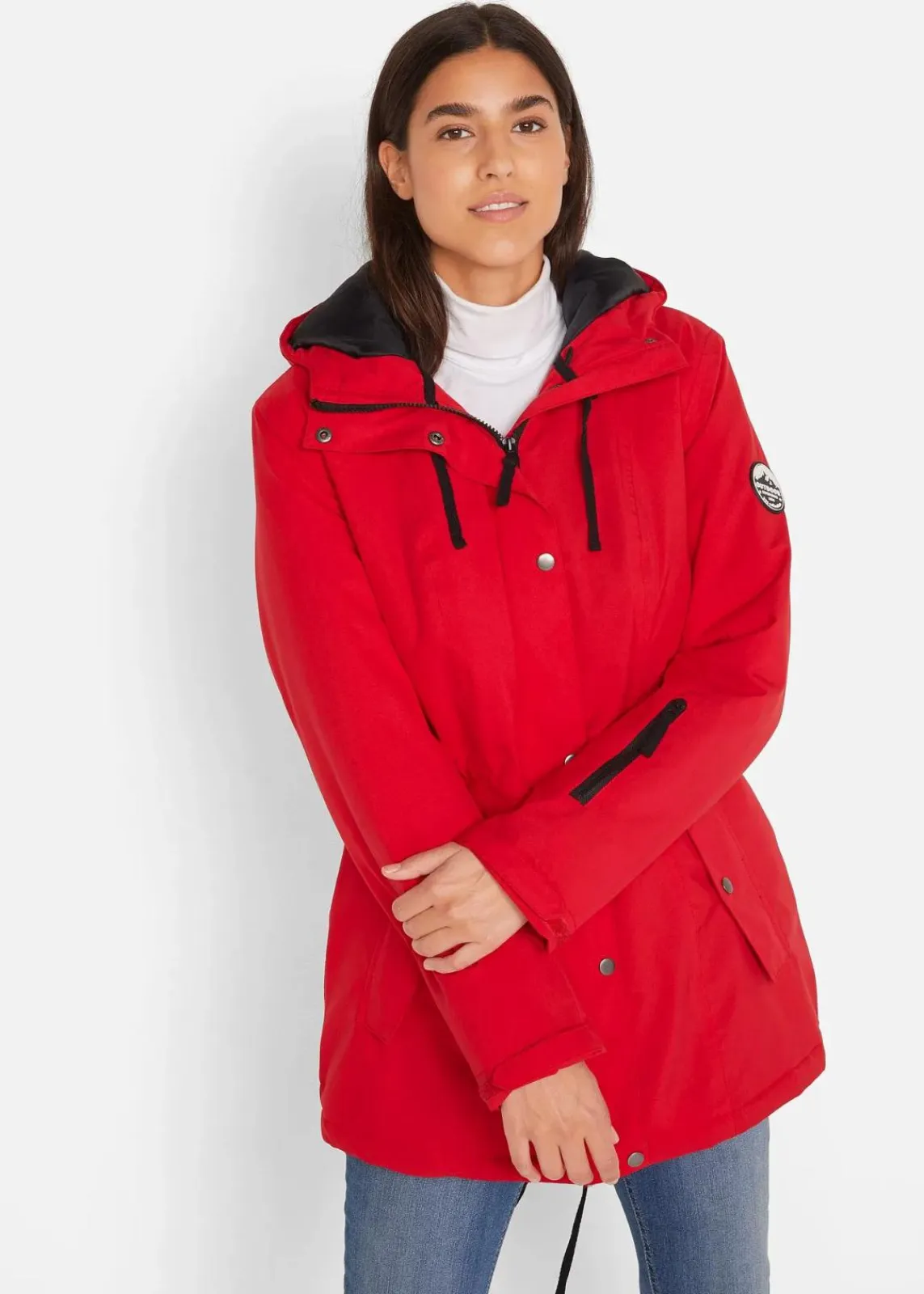 bonprix Bekleidung·Hosen|Jacken & Mäntel|wasserdichte Funktions-Parka mit Kapuze tiefrot