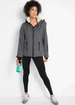 bonprix Bekleidung·Jumpsuits|Bekleidung·Sweat|wasserdichte Outdoor-Funktions-Jacke mit Teddyfleece schiefergrau meliert